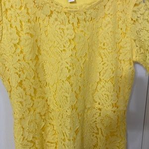 Sunny Yellow Lace Short Sleeve Blouse